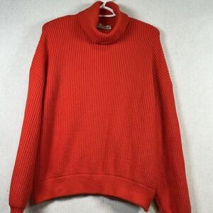 H&M Womens Turtleneck Sweater Size Medium Orange Long Sleeve Pullover